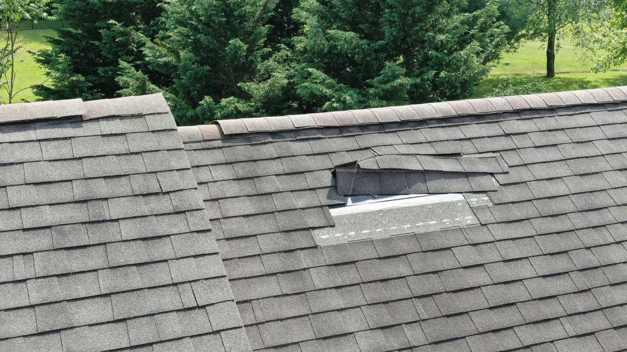 a skylight that leaks again a year or two after being 'repaired' with caulk, photographed during an inspection